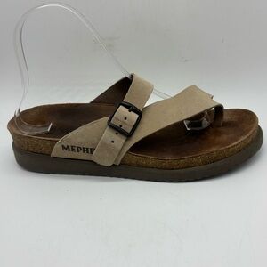 Mephisto Helen Toe Loop Sandal Light Beige Comfort Cushion Women’s Sz 8 EU 38